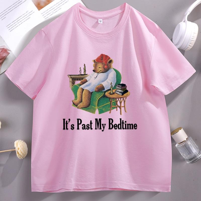 Its Past My Bedtime T Shirt Unisex Women Sleepy Bear TShirt Funny Trendy Short Sleeve Round Neck Tees Male Clothing Streetwear
