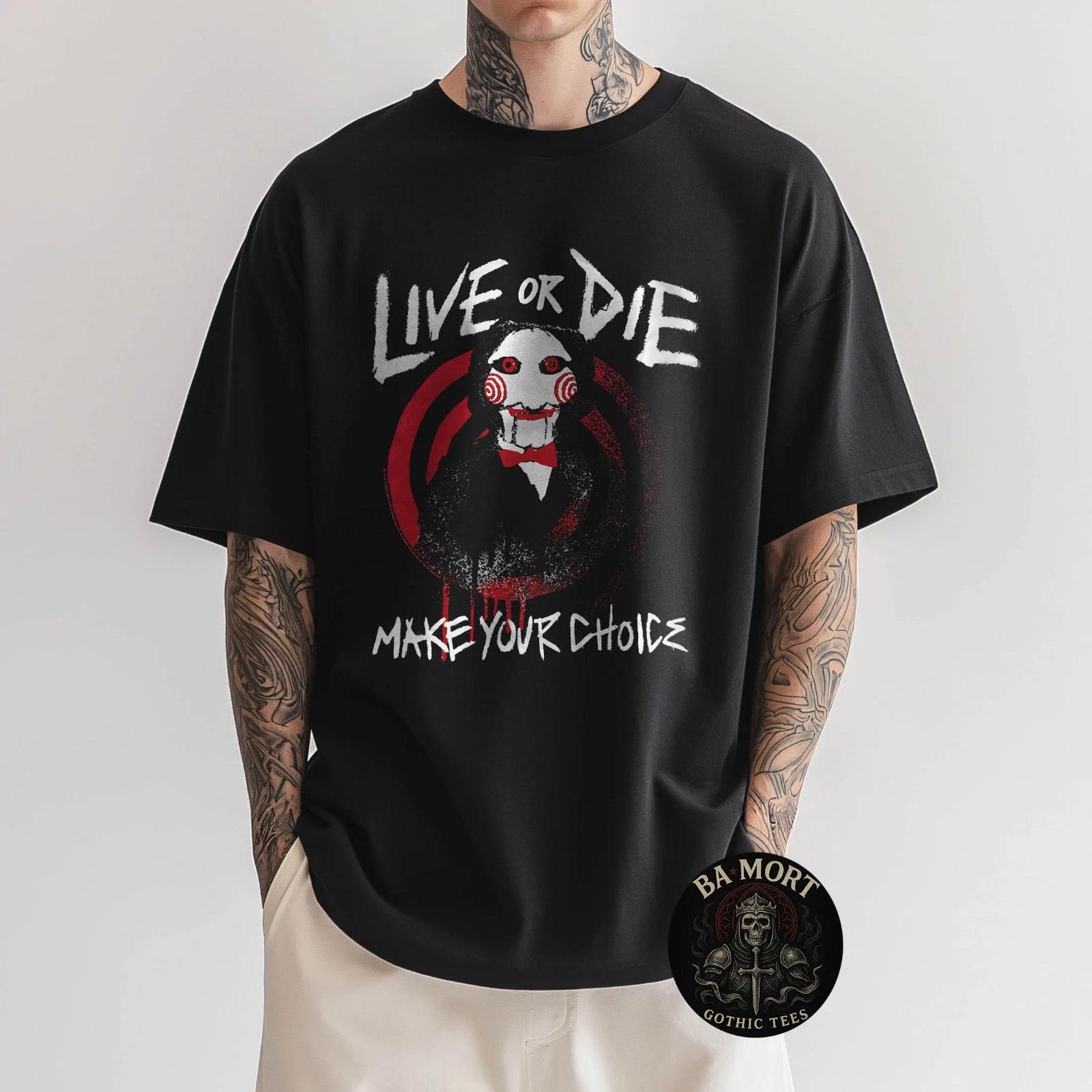 Saw Live Or Die Spiral Jigsaw Horror Movie Black T-Shirt XL