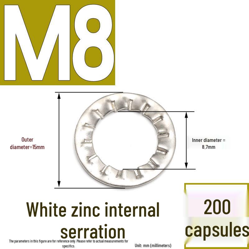 304 Stainless Steel External & Internal Tooth Lock Washer, Anti-Slip, Anti-Loosening, Size M6-M30