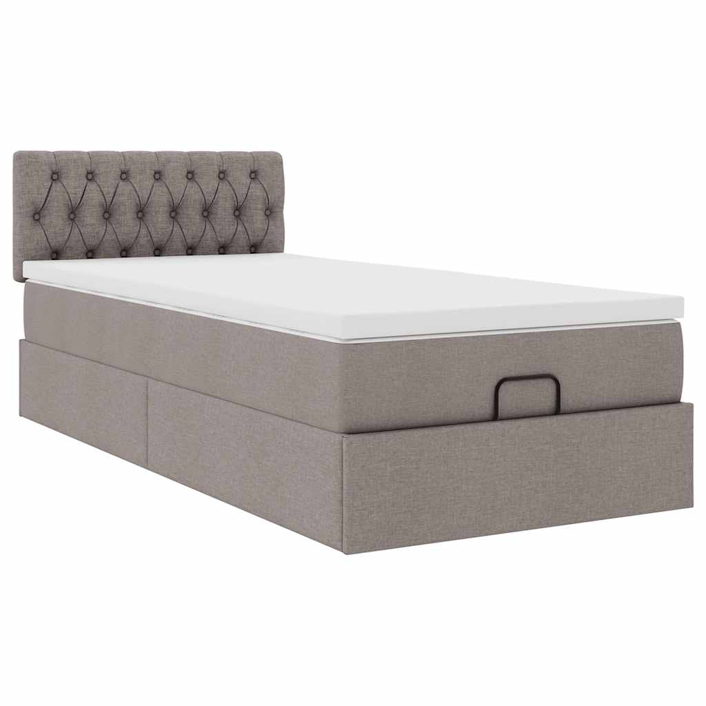 Ottoman Bed with Mattress Taupe 100x200 Cm Fabric
