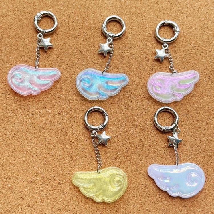 Delicate Acrylic Angel Wing Star Key Ring For Women Keys Organization Inspirational Pocket Charm Sentimental Present