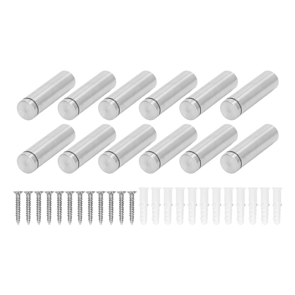 12Pcs Standoff Screw Stainless Steel 19x70mm Wall Mount Advertising Fastener Set Kit