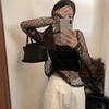 Pure Desire Style Spicy Girl Design Sense Perspektive Punktmuster T-Shirt Damen Sommer Mesh Sexy Lockerer Pullover Top