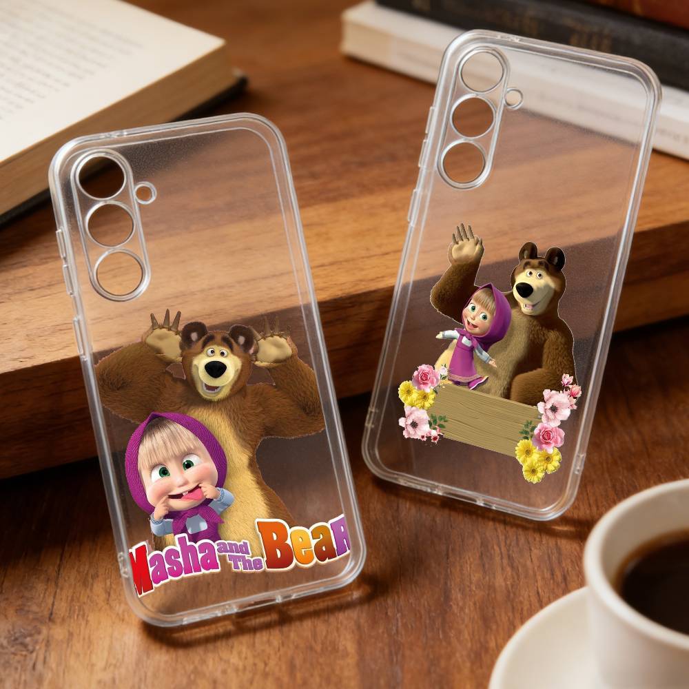 C-Cute M-M-Masha and the B-Bears phone Case For Samsung S30,23,21,22,20, FE lite,S10,9,8,7 PIus Note20ultra Soft Transparent