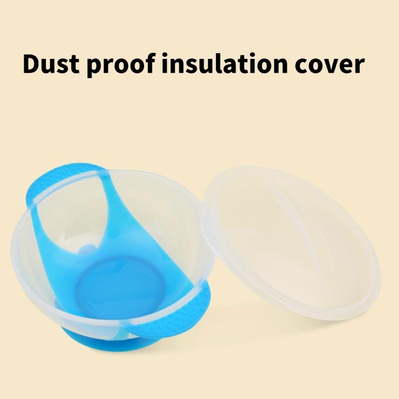 Infant Feeding Bowl Strong Suction Base with Temperature Sensing Spoon Safe for Baby Learning To Eat Independently
