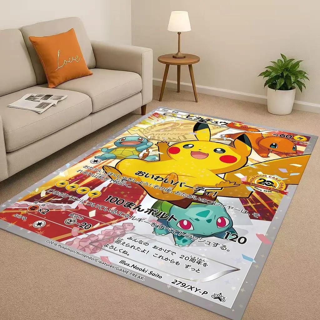 2026 Pokemon Pikachu Cartoon Christmas Living Room Non-Slip Area Rug Carpet For Bedroom Playroom Sofa,Home Decor Doormat