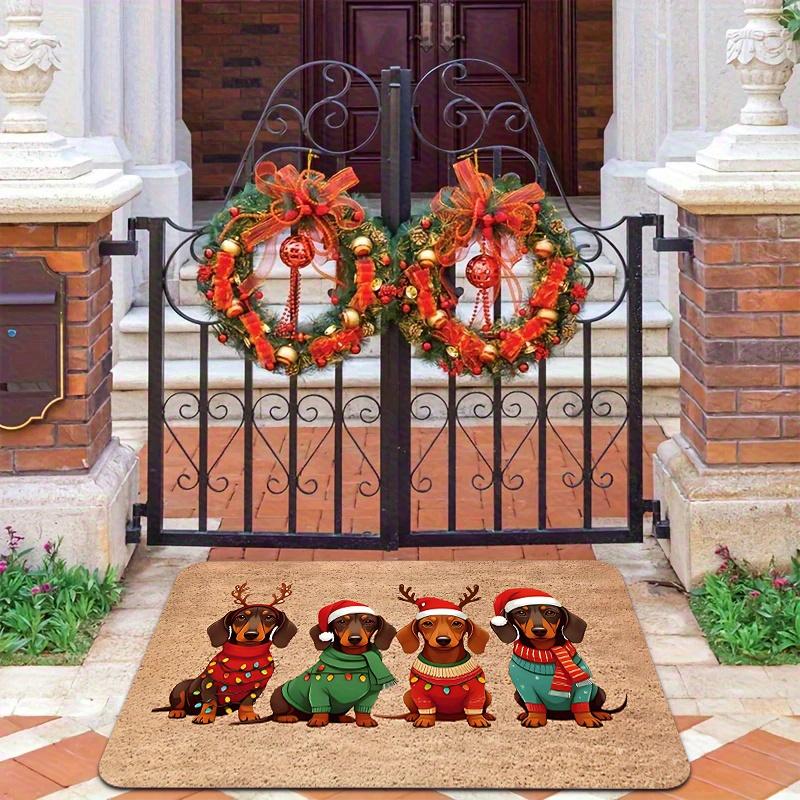 

VIKAMA Spitz Dog Christmas Door Mat Cartoon Entrance Kitchen Non-slip Floor Mat Indoor Outdoor Carpet Home Decoration 40cm x 60cm