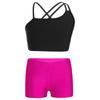 Kids Girls 2 Piece Dance Outfits Crop Top with Shorts Active Set Gymnastics Dancewear Swimwear