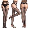 Four-Sided Open Suspenders, Pantyhose, Beautiful Legs, Elastic Fishing Net Socks, Hollow Cross Suspenders, Integrated Stockings, Small Grid