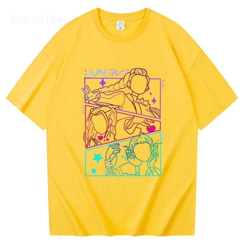 

Футболки K-pop Demon Hunters к фильму 2025 года, летние хлопковые свободные мужские футболки, унисекс, уличная мода, хип-хоп, повседневные футболки, мужские футболки 4XL