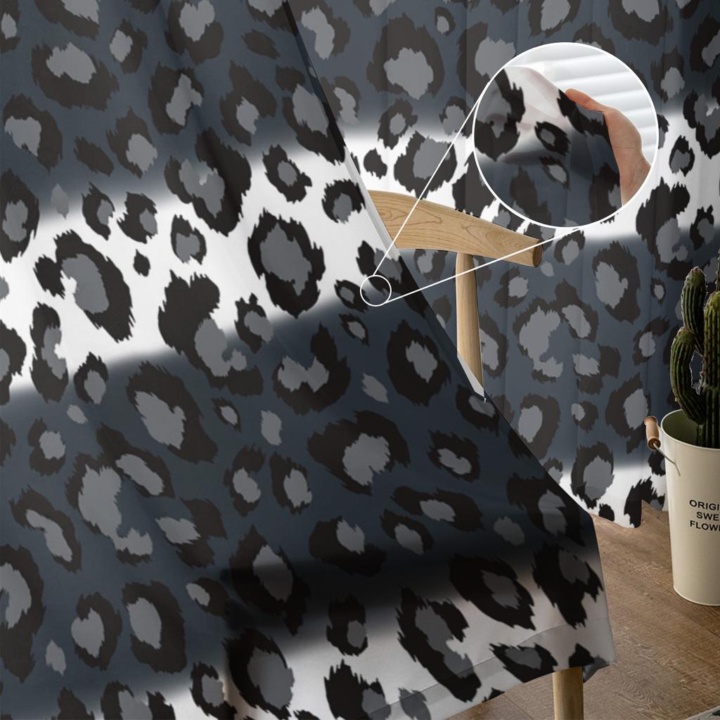 Leopardenmuster, schwarz-weiß gestreifte Gardinen für Wohnzimmerdekoration, Fenstervorhänge, Küche, Tüll, Voile, Organza-Vorhänge