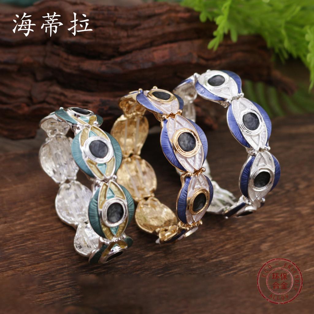 New Enamel Devil's Eye Elastic Bracelet, Women's Personalized Eye Zinc Alloy Bracelet
