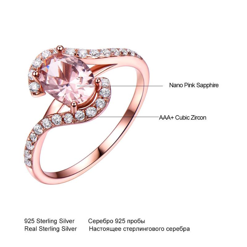 Gica Gema S925 Sterling Silver Exquisite Rose Gold Nano Ring for Women's Fine Jewelry Gift Wedding Engagement The New Listing
