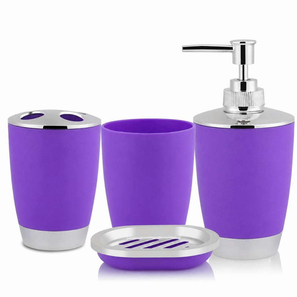 4 Piece Plastic Bathroom Accessories Set Hygienic Design Bathroom Suit Bathroom фиолетовый