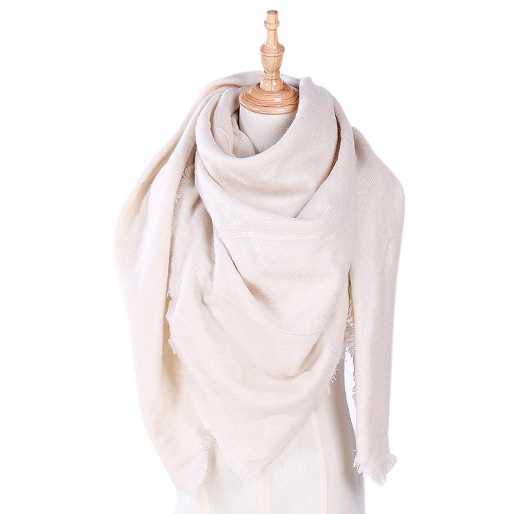 Women Cashmere-Like Scarf Fashion Solid Color Triangle Shawl Wraps Woolen Soft Fleece Scarf