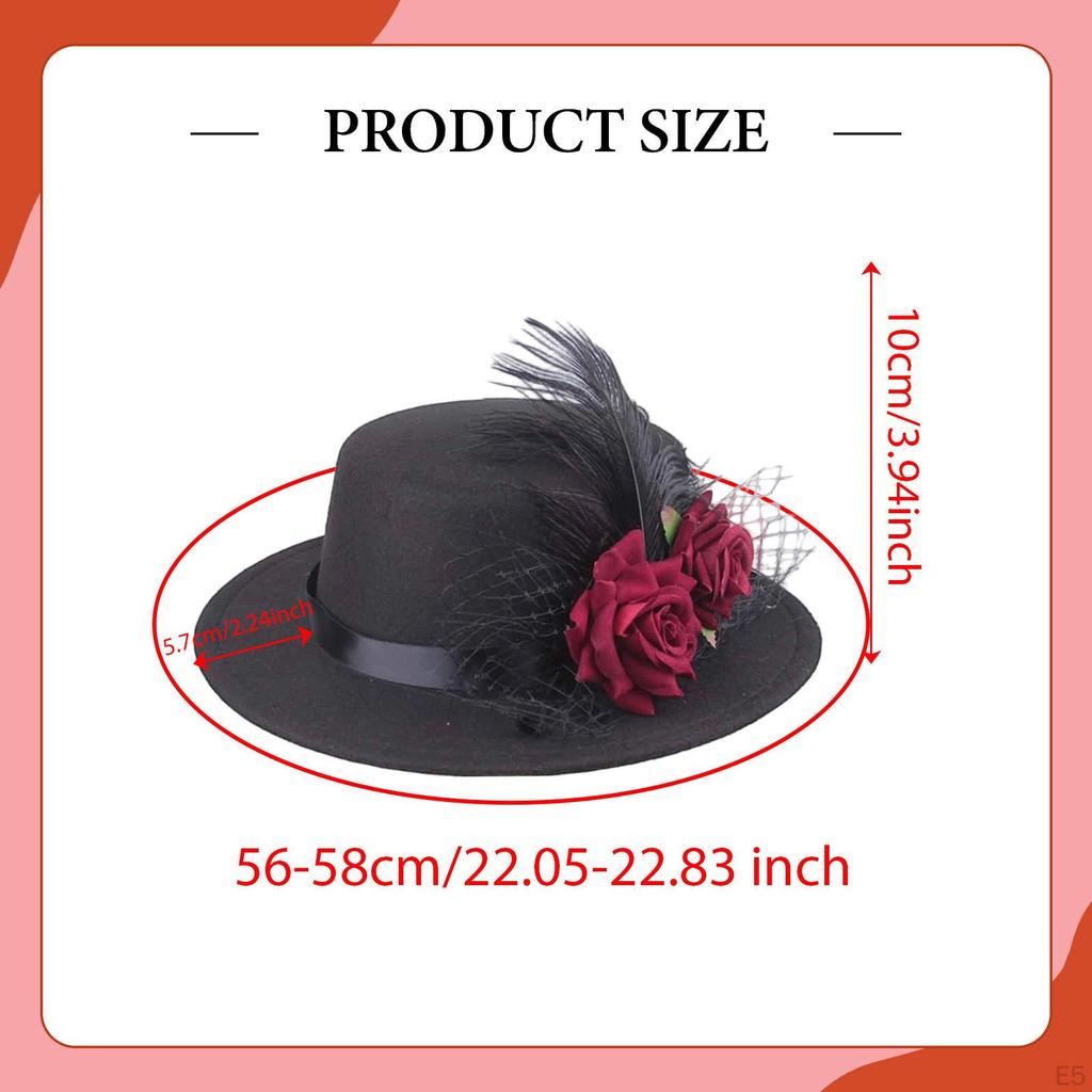 Top Hat Costume Artificial Rose Flower Feather for Carnival