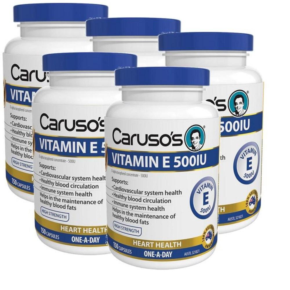 Carusos Vitamin Natural Vitamin E 500 IU D-Alpha Tocopherol Capsules E 150 Tablets 5 pcs