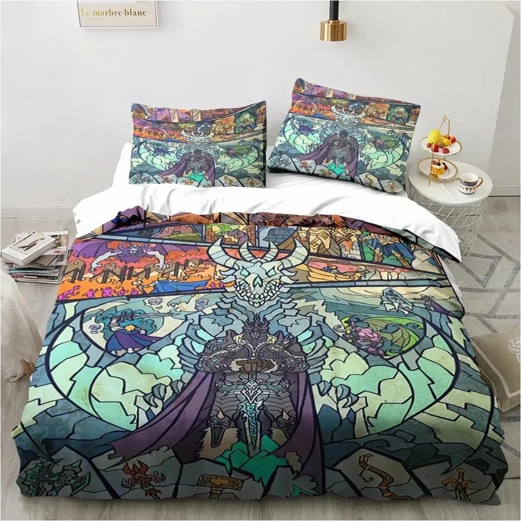 3D Printing World Warcraft Bedding Set Duvet Cover Quilt Pillowcase King Queen Size Boys Adult Gaming Theme