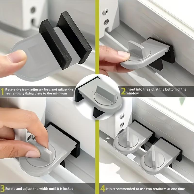 1pc Sliding Door Lock, Anti-Theft Anti-Pinch Safety Lock with No-Drill Installation, Pet-Proof Two-Way Fixation for Window