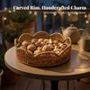 Lightweight Round Serving Tray | Woven with Handles, Decorative, Wicker