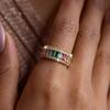 Shiny Green Crystal Butterfly Ring For Women French Style Inlaid Zircon Pearl Flower Waterdrop Crown Finger Ring Wedding Jewelry