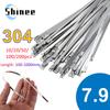 10 20 50 100 Pcs 7.9mm 0.31 Inch Ball Self Locking 304 Stainless Steel Cable Ties Exhaust Wrap Coated Locking Metal Zip-Exhaust
