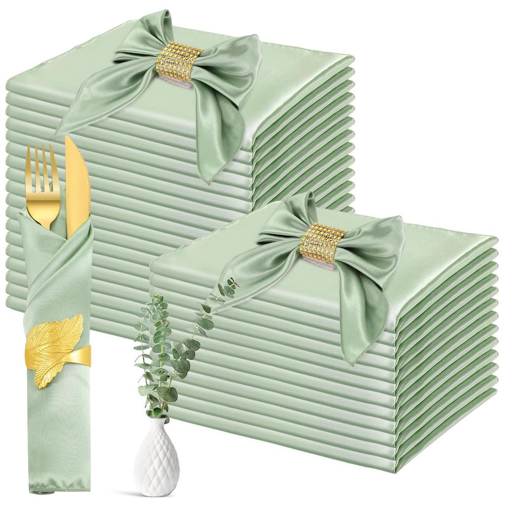 12 Pcs Satin Napkins 30x30cm, Square Smooth Dinner Napkins Silky Satin Cloth Napkins for Wedding Banquet Party Christmas Decor