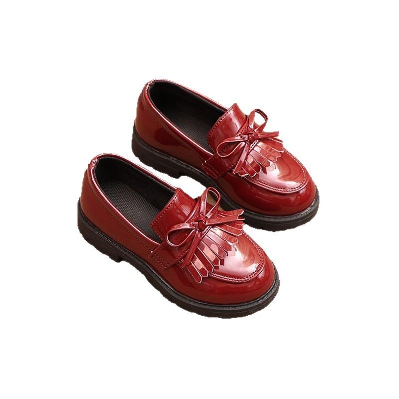 Kids Girls British Style Tassel Princess Mary Jane Leather Dress Shoes