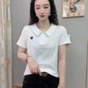 Chic Women's Cotton T-Shirt: Peter Pan Collar, Short Sleeve, Slimming Casual Summer Top