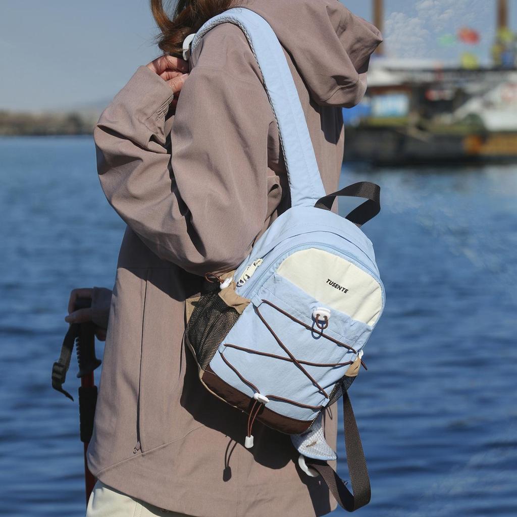 Women's Lightweight Cross-Border Contrast Color Backpack - Versatile Outdoor Sports and Travel Double Shoulder Bag
