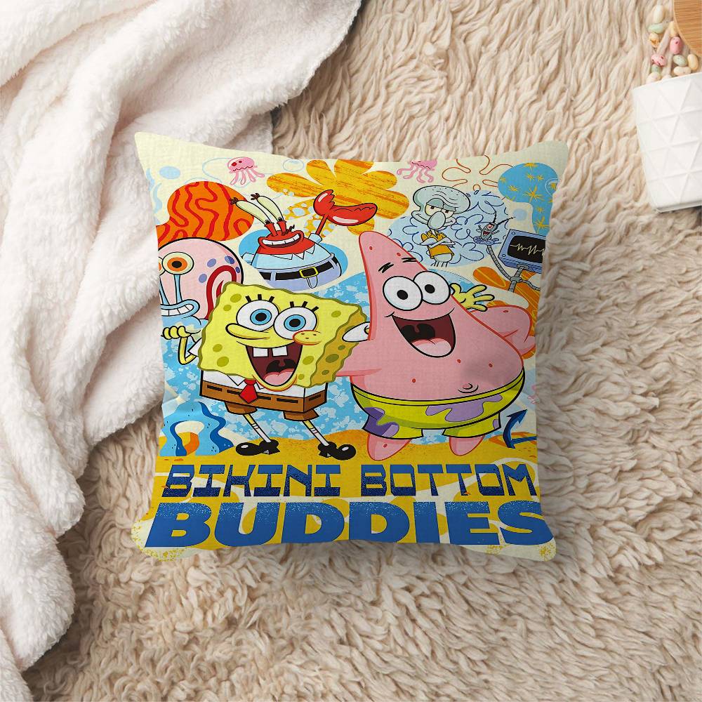 

S-Sponge B-Bob Anime Pillow Cushion Cover Pillowcase Living Room Sofa Home Decor Customized 30cmx30cm