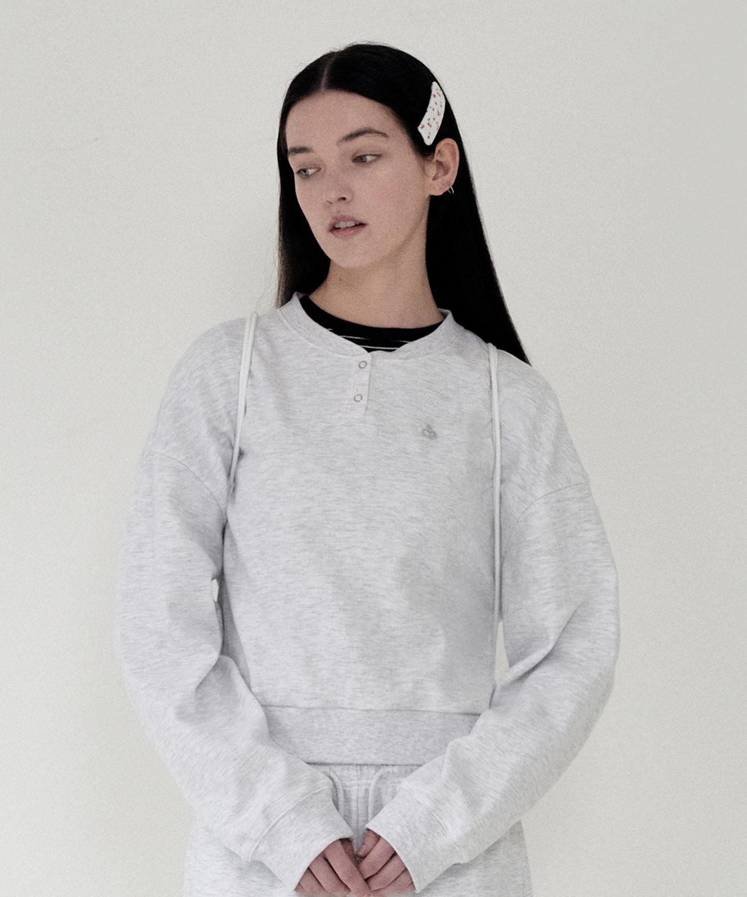 Kirsh Plain Button Point Sweatshirt [Melange Grey] 1