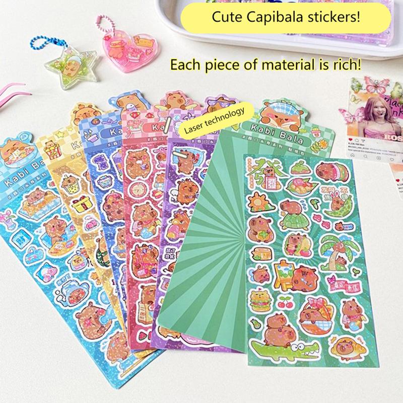 Kawaii Capybara Aufkleber Cartoon Wasserdicht Abnehmbare Aufkleber Glitter Aufkleber Tasche Dekoration Aufkleber Hand Konto Schmücken
