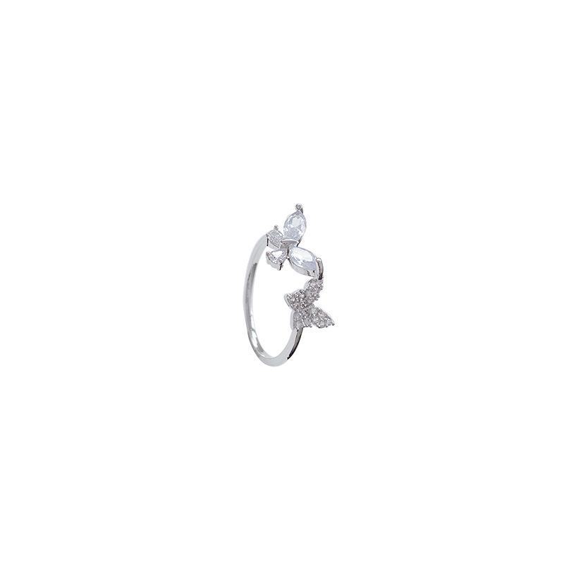 Korean Exquisite Zircon Butterfly Ring - Elegant Versatile Design for Women's Index Finger