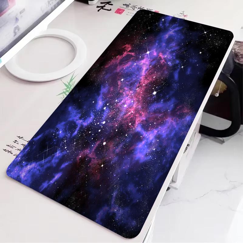 Purple Blue Galaxy Planet Large Gaming Mouse Pad Outer Space Nebula Starry Sky Nonslip Extended Keyboard Desk Mat