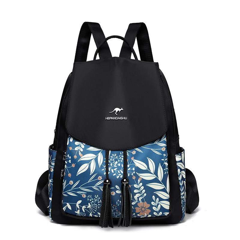 Женский легкий дорожный рюкзак с принтом синий