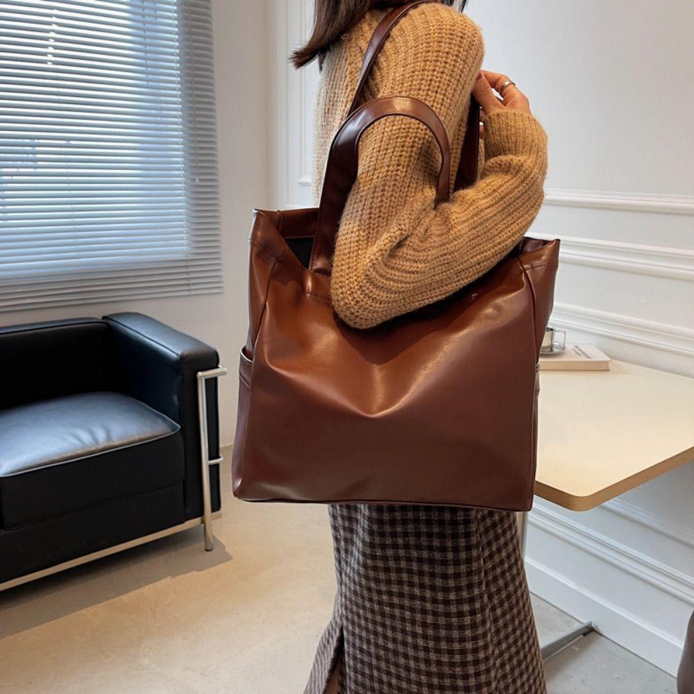 Vertical Square Large Capacity Handbag Magnetic Buckle Women's Commute Bag  College Student