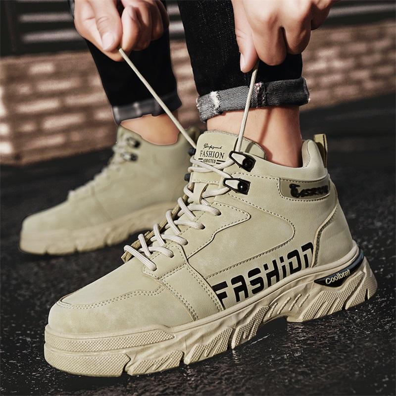 Fashion 2025 Luxury Men Shoes Male Waterproof Boots High Top Sneakers Combat Ankle Boots for Men Outdoor Light Casual Leather Shoes