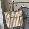 Canvas Bag Women's Large-capacity New Casual Striped Shopping Bag Commuter Tote Bag