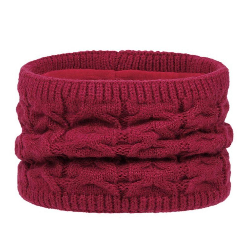 Thickened Women Hat Scarf Gloves Set Solid Color Winter Knit Gloves Set  Outdoor
