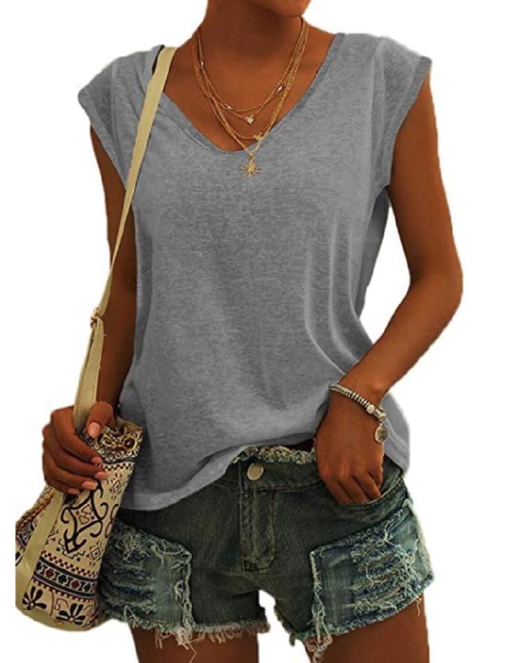 Damemote Ny Ensfarget Tank Top Sommer Bluser T-skjorte Uformell Loose Fit Basic skjorter Tank Tops