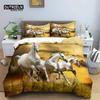 Horse Comforter Cover Set For Kids Toddler Farm Animal Pattern Bedding Set Boys Girls 3 Piece Farmhouse Cowboy Duvet Cover Set