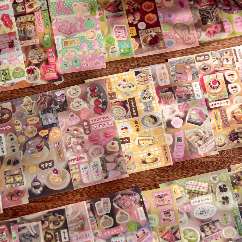 30 Sheets/Piece Cute Decorative Stickers Retro Journal Toploader Phone Sticker Book Gift School Stationery