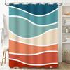 Modern Bathroom Decor: Wavy Pattern Shower Curtain Set In Soft Pastel Colors For Bathtub