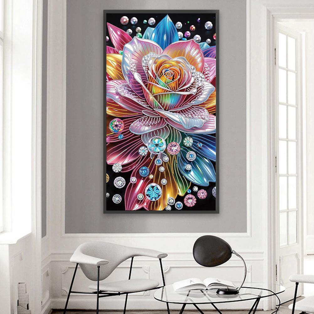 5D DIY Partial Special Shaped Drill Diamond Painting Flower Decoration for Living Room Bedroom Classroom Entrance 40x70cm