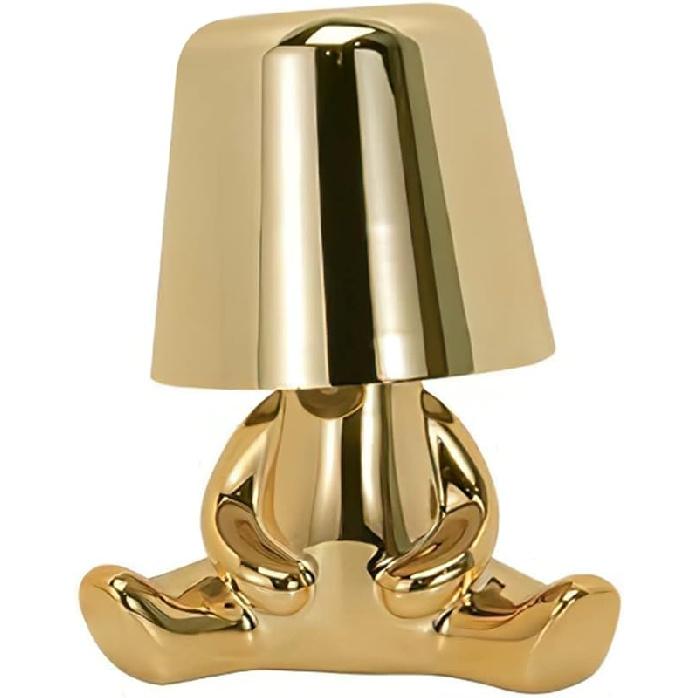 

Bedside Touch Control Table Lamp, Creative Little Golden Man Decorative Thinker Statue LED Desk Lamp, USB Charging 3 Level Brightness Dimmable Table Yellow (Sit H)