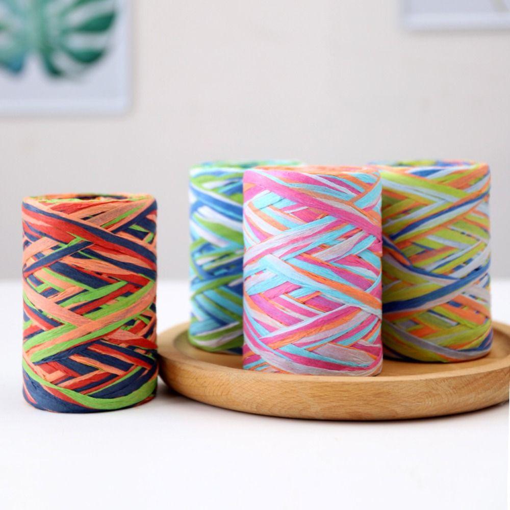 200m/Roll Raffia Woven Yarn DIY Handmade Crochet Yarn Raffia Paper Rope Baking Packaging