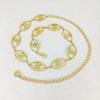 Vintage Oval Metal Chain Belt Women Adjustable Length Unique Waist Belt for Special Occasion