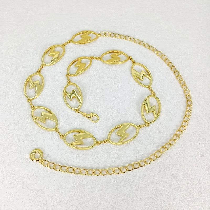 Vintage Oval Metal Chain Belt Women Adjustable Length Unique Waist Belt for Special Occasion