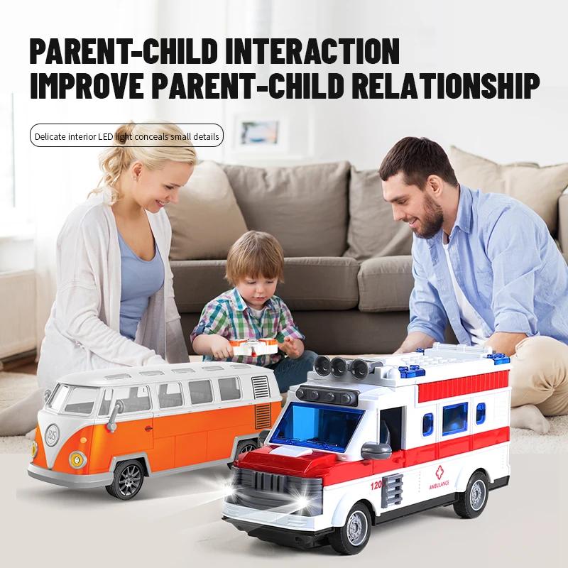 1/30 Rc School Bus High Speed Car 4Ch Lights Tour Bus Model Remote Control Double Decker Sightseeing Vehicle Kids Toys Gifts